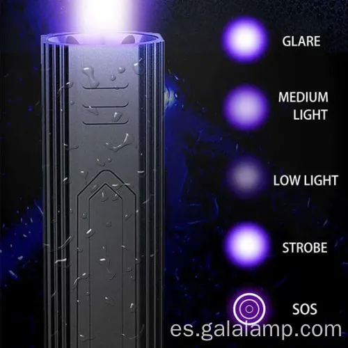 Linterna UV de 365 nm recargable con 5 modos